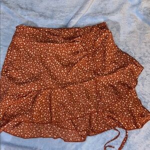 Rust Brown Floral Women's Skirt